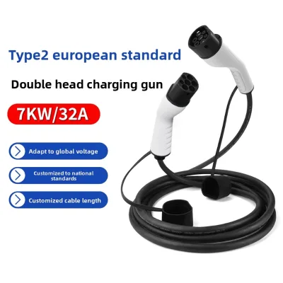 New European-standard EV Charging Pile Extension Cable Male Female Dual-Gun Heads 7 KW/32 Charging Gun Slow-Charge Made in China