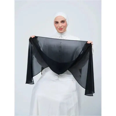 High-Quality Solid Color Pearlescent Instant Chiffon Hijab With Magnet Wholesale Plain 2026 Instant Hijab Without Inner Caps