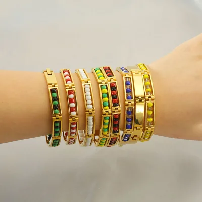 Men Women's Stainless Steel 18K Gold Plated Religious Beads Bracelet Fashionable Bracelets & Bangles