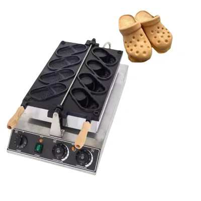 Commercial New Condition Electric Heating Waffle Making Machine 110V/220V Double Sided Shoe Shaped Waffle Maker