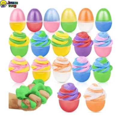 JITENG Popularity Factory Direct Hot Sale Easter Egg Slime Putty Colorful Crystal Mud Egg Slime Holiday Basket Assembly