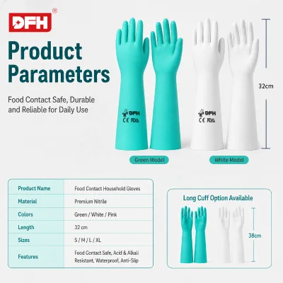 Chemical Acid Alkali Oil Resistant Waterproof Puncture Wear Resistant Long Cuff Nitrile Protective Gloves