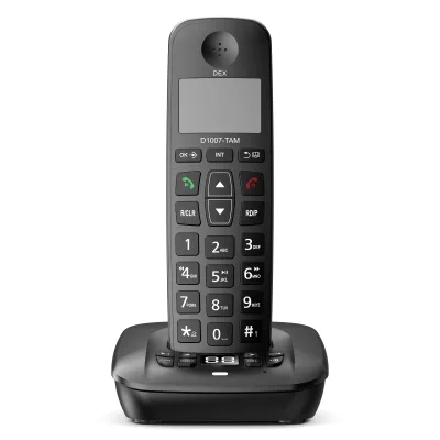 D1007TAM DECT 1.8G/1.9G Digital Cordless Phone with Answering Machine Single Handset with TAM DECT Caller ID Telephone
