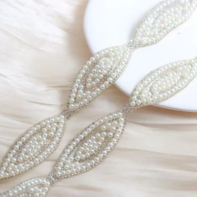 Flower Leaf Pearl Rhinestone Hot Fix Trim Versatile DIY Wedding Dance Dress Sandals Shoes Decoration Versatile Diamond Bags