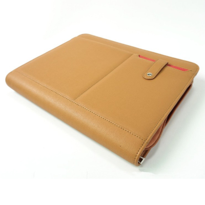 Professional Leather Business Portfolio Bag A4 File Folder Organizer Full Zipper Closure Portfolio File Folder