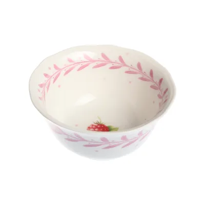 Handpainted Berry Pattern Ceramic Bowl Delicate Tableware for Dessert Serving and Kitchen Aesthetic