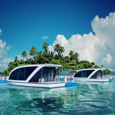 8.5M Aluminum Floating Houseboat with New Hull Design 10-Person Capacity Bedroom BAR Outboard Engine Moving Hotel Boat Houses