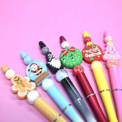 Wholesale Products in Bulk Soft Rubber Christmas Series Focal Beads Xmas Focal Beads for Pen Making