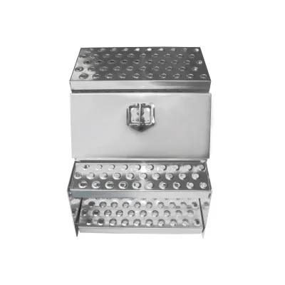 BS-TBU242528AL Heavy Duty Aluminum Step Toolbox with Lock and Keys, Waterproof Trailer Storage Box with T-Handle for Truck