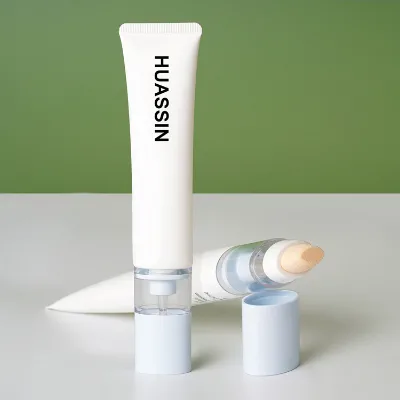 60ml Extruded Plastic Cosmetic Packaging Tube Offset Printing Soft Sponge Stick Long Nozzle Dropper for Foundation Blusher