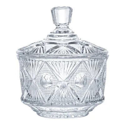 Clear Gift Box Small Glass Sugar Container Candy Kitchen Glassware Food Glass Jar for Home and Hotel