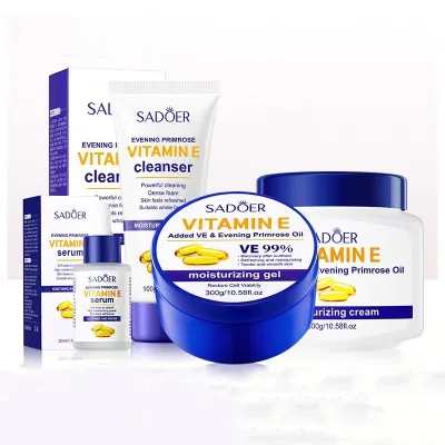 SADOER Makeup Set Evening Primrose & Vitamin E Cleansing Nourishing & Moisturizing Face Beauty Suit Custom Label Boxed