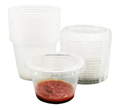 Wholesale Clear/Black 1oz,1.5oz,2oz,3.25oz,4oz,5oz, 5.5oz PP Portion Sauce Cup