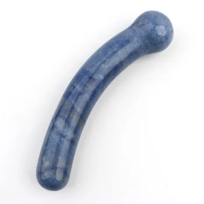 Wholesale Natural Crystal Polishing Dildo Healing Gemstone Blue Aventurine Gourd-type Bending Massage Wand for Women.