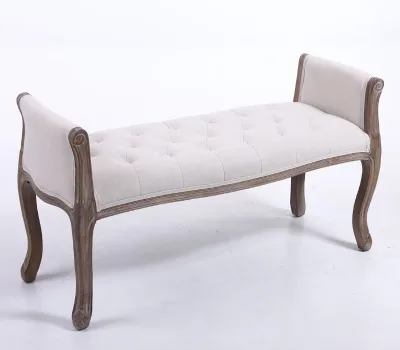 OEM Custom Solid Rubber Wood Portable Adjustable Entryway Bench L110*D46*H46/60CM Knock-Down Antique Grey Bedroom & Hotel Use