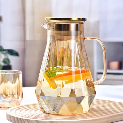 BST 1.5 Liter High Borosilicate Glass Water Jug Set Heat Resistant Drinkware with Water Filter
