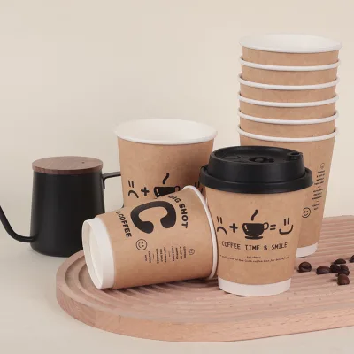 Factory Direct Biodegradable Disposable Cutlery Coffee Paper Cups 4 oz 8 oz Disposable Double Wall Paper Coffee Cup