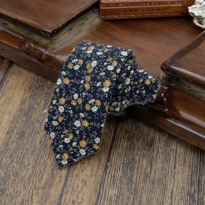 Men's Slim Neckties Popular Winter Sunflowers Cotton Floral Ties New Designs Skinny Ties Mills