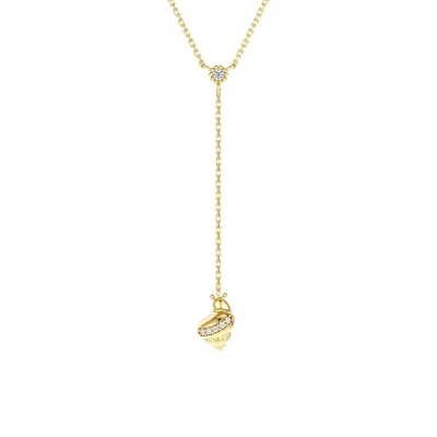 Gemnel 925 Sterling Silver Snail Y Lariat Necklace Dainty CZ Animal Pendant Adjustable Long Chain Necklace