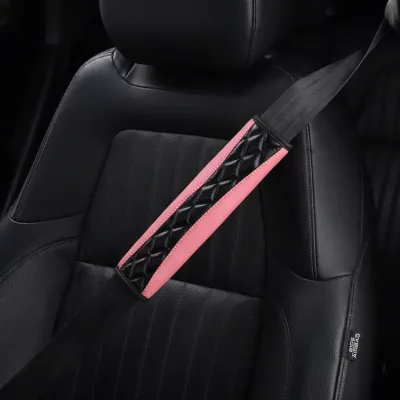 Summer Car Seat Belt Cover Red PU Shoulder Cushion Anti-slip Wear Resistant Safety Belt Protector Pad Universal Fit