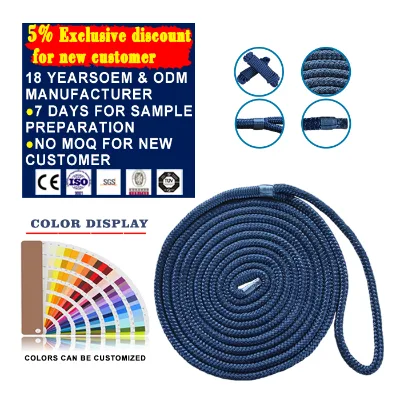 Hot Sale Black 1/2in*15ft Double Braided Dock Rope for Boat Mooring with Good Price,professional Marine Rope Manufacturer