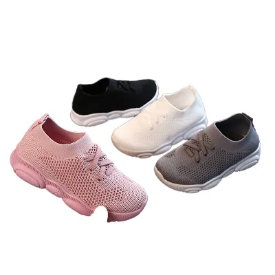 Spring Autumn Children's School White Sports Shoes 8 Years Old Boys Knitted White Single Shoes for Kids