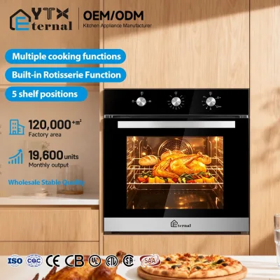 Class a Energy Efficiency Glass Door Stainless Steel Pizza Oven Household 66L 71L Built-in Full Gas Oven