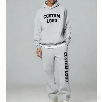 Custom Streetwear Tracksuit 100% Cotton Oversized Hoodie and Pants Set Print on Demand