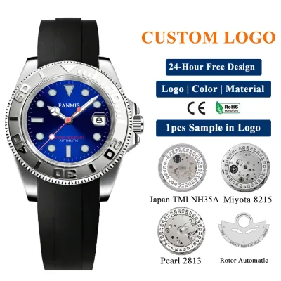 Custom logo Build Your Own Automatic Watch Miyota 8215 Luxury Waterproof New Release Men Watches Bleu