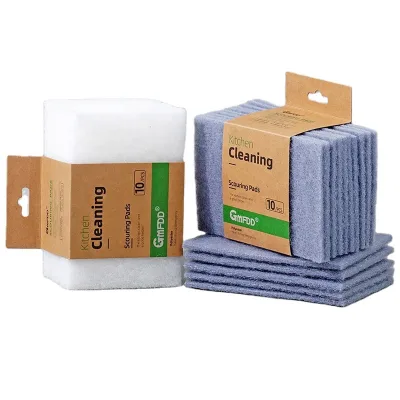Grey&white Polyester Scouring Pads for Kitchen Cleaner Pad Durable Polyester Fiber Kitchen Cleaning Pad Customizable