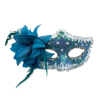 Masquerade Ball Princess Mask Makeup Party Large Lily Side-Braid With Diamond Decorations Mask Live Performance High-Class Mask