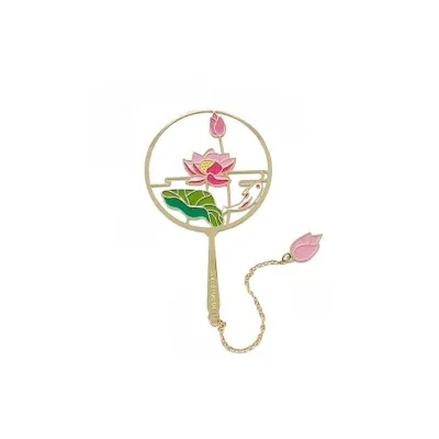 Chinese Style Lotus Bookmark Ancient Unique Label Classical Flower Bird Shaped Book Mark Painting Colors Novel Lover Unique Gift