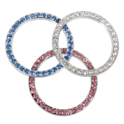 40mm/1.57" Auto Car Bling Decorative Accessories Automobiles Start Button Decorative Diamond Rhinestone Ring Circle Trim