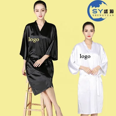 Custom logo pink White Black High Quality Satin Waterproof Unisex Hairdressing Hair Cut Salon Gown Robe Client Salon Robes Sale