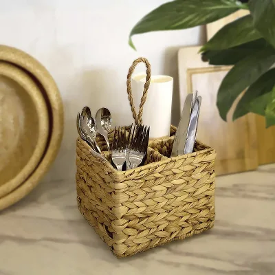 American Euro Style Calabash Grass Woven Separation Storage Restaurant Portable Tableware Dry Fruit Bread Wine Storage Basket