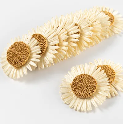 Wholesale 8cm Sunflower PP Grass Accessories Crafts Straw Hat & Shoe Ornament for Garment Trimming