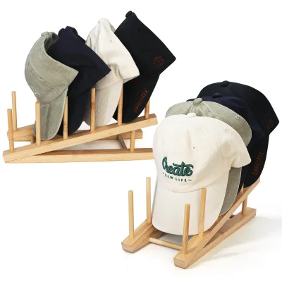 Compact 30-Cap Organizer Bamboo Hat Rack Upgrade Baseball Cap Wooden Holder for Bedroom Closet Office Clothing Storage Solution