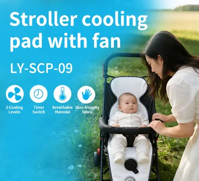 USB Powered Stroller Cooling Mat with Fan, 3 Speed Breathable Seat Liner for Summer