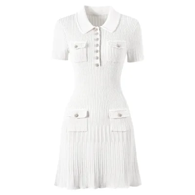 High version spot 2025 summer and autumn new short sleeve small fragrant wind dress short knit skirt cross-border supply