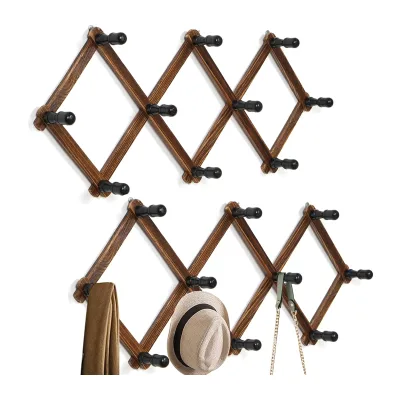 2 Pack Wooden Accordion Hat Rack for Wall