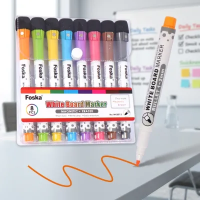 Teaching Supplies 8PCS Magnetic Dry Wipe Pens with Built-in Felt Erasers for Writing Highlighting and Organizing Everyday Tasks