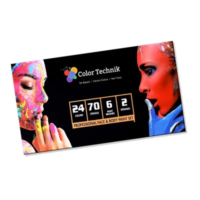 High Quality Set of 24 Water Colors for Body & Face Painting on Canvas