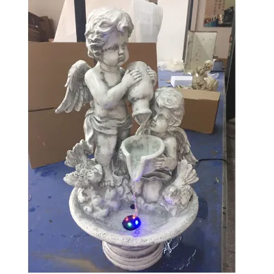 Decoration Outdoor Garden Sun Controlled Resin Angle Solar Water Fountain
