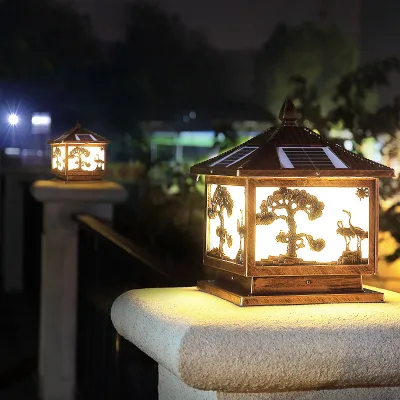Aluminum Fence Post Lamp Vintage Patio Lanterns White Black Body Glass Outdoor Coach Pillar Lights