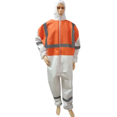 Conspicuous Contrast Color Waterproof Fireproof High Visibility Protective Safety Coverall with Reflective Tapes