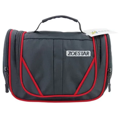 Fashionable Black Polyester Travel Toiletry Bag Organizer Basics Hanging Dopp Kit With Zipper Closure for Makeup Storage