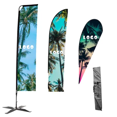 Polyester Outdoor Flags with Fiberglass Flagpoles and Thermal Transfer Printing for Beach Garden Event Use