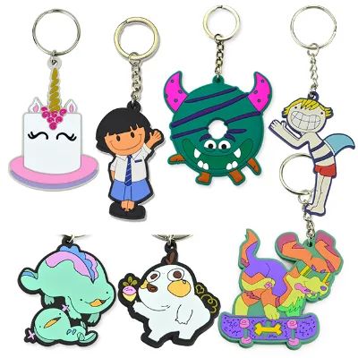 Promotional Women Bag Pendant Custom Logo Anime 2D 3D Cartoon Soft Rubber PVC Waterproof Lightweight Cute Kawaii Key Chains