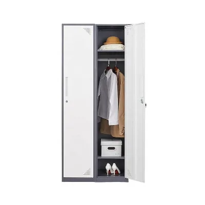 Popular Sale Steel Cabinet 2 Door Wardrobe for Home Bedroom Almirah Design Worker Steel Locker Cabinet Armadio Guardaroba 2 Ante