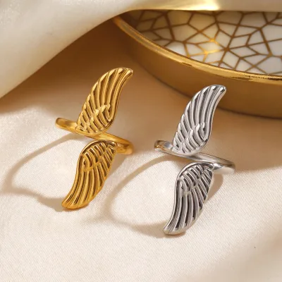 European and American Adjustable Wing Ring for Women, Fashionable and Popular Stainless Steel Wing Ring Wholesale